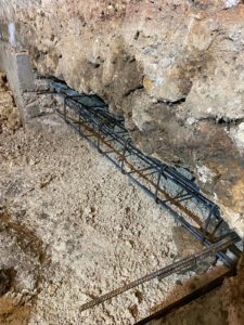 Ferraillage longrine de fondation en reprise en sous-oeuvre (RSO)