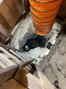 travaux de fouille blindée avec insufflation d'air