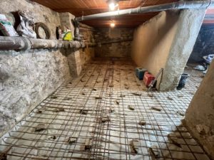 Dallage en cours — Ferraillage avant coulage, cave Puteaux (BATI-IDF)