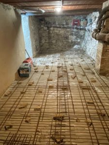 Dallage en cours — Ferraillage et armatures, cave Puteaux (BATI-IDF)