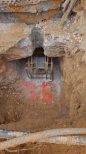 BATI-IDF cage d'armatures d'un massif de liaisonnement mise en place sous la fondation existante — reprise en sous-œuvre, Marseille