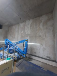 BATI-IDF lavage au nettoyeur haute pression des panneaux de paroi moulée avant traitement — ouvrage OA 301, Aulnay-sous-Bois (93).