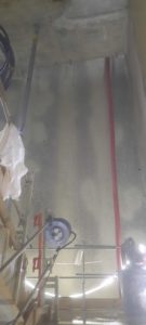 BATI-IDF emprise de travail des finitions de paroi moulée depuis le fond de fouille — OA P12, Boulogne-Billancourt (92).