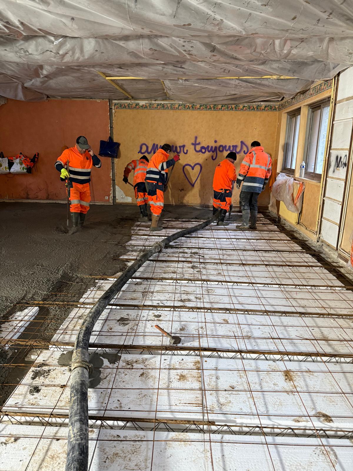 BATI-IDF ferraillage de la dalle de compression du plancher porté — pavillon à Feucherolles (78).